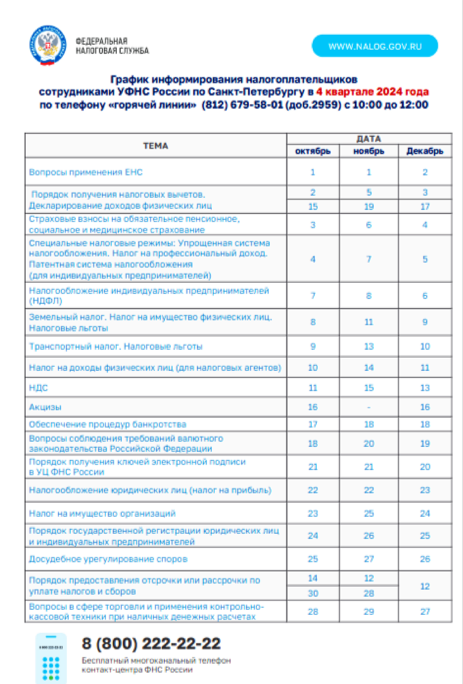 Налоговая информирует